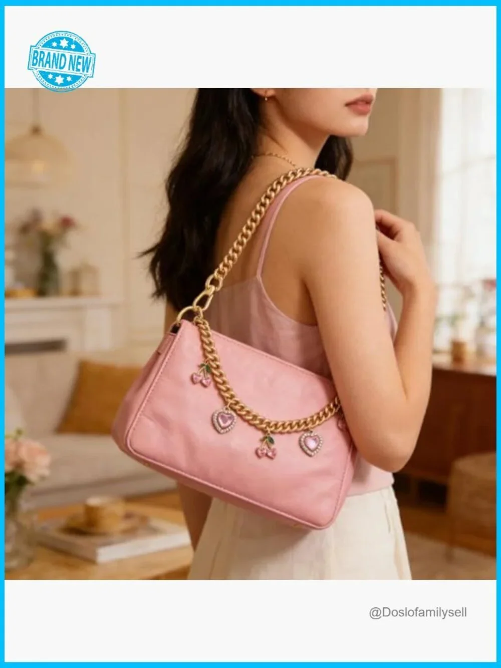 Gold Purse Chain Extender with Charms Bag Strap Accessory Keychain
